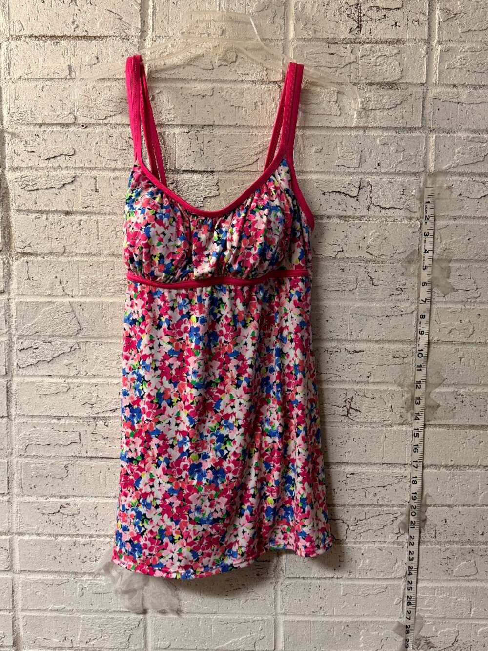 Catalina Floral Swimdress One Piece Swimsuit Plus Size 1X Pink Blue Retro